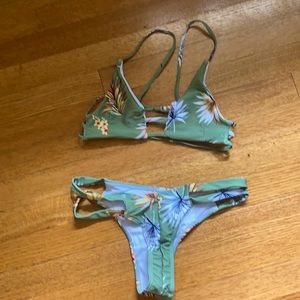 Camo color and floral bikini